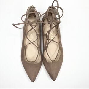 UNISA Pointed Toe Wrap Flats Womens Size 6.5 Balletcore Cottagecore Neutral Chic